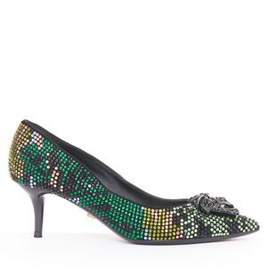 VERSACE 2015 Palazzo camouflage green rhinestone crystal Medusa pumps EU36 US6